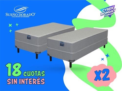 Oferta 2 Sommier 1 Plaza 80 x 190 x 23 Spring center Sueño Dorado