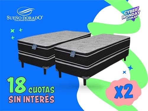 Oferta 2 Sommier 1 Plaza y media 90 x 190 x 23 Rembrandt Sueño Dorado