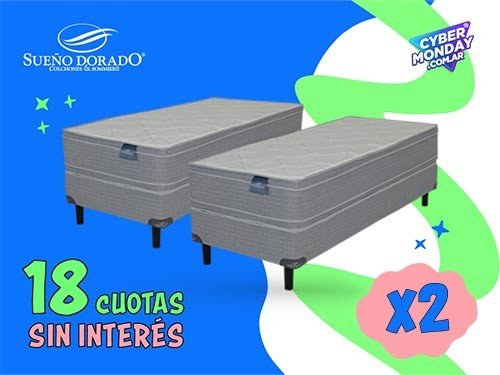 Oferta 2 Sommier 1 Plaza 80 x 190 x 23 Vasari Sueño Dorado