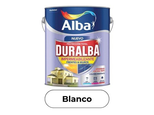 Pintura Latex Impermeabilizante Duralba Frentes y Muros Blanco 20 L