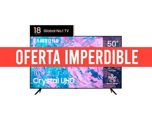 SMART LED TV SAMSUNG 50" PULGADAS 4K UHD UN50CU7000GCZB