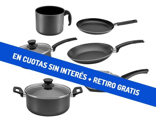 Bateria De Cocina Panelux con Panquequera Y Bifera 6 Piezas