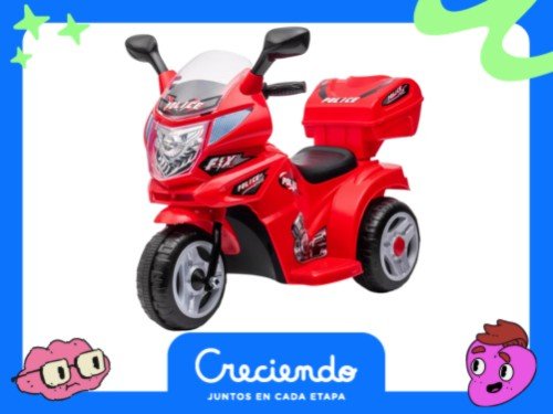 Moto Infantil A Batería De Policía De 6 Volt Con Baul