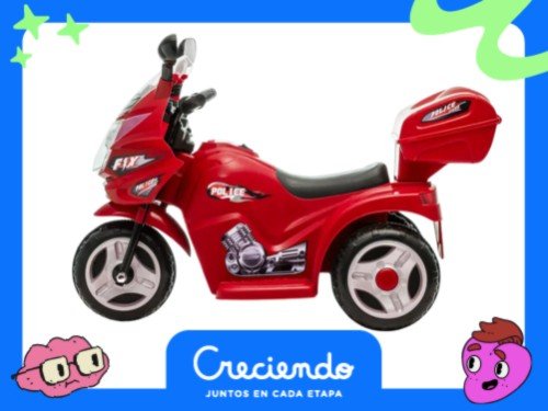 Moto Infantil A Batería De Policía De 6 Volt Con Baul