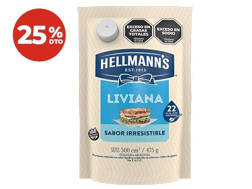 25% Mayonesa Liviana Doy Pack Hellmann´s 475 Gr.