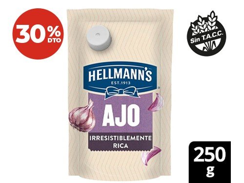 30% Mayonesa De Ajo Hellmans 250 Gr