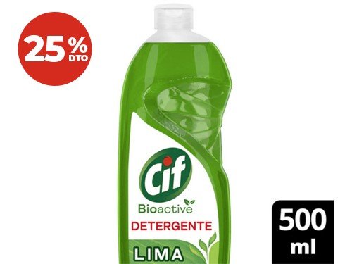 25% Lavavajilla Bioactive Lima Cif 500ml