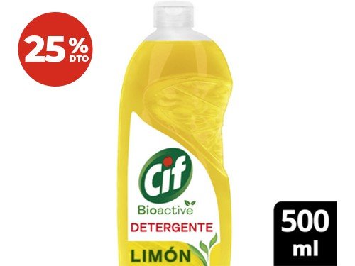 25% Lavavajilla Bioactive Limon Cif 500ml