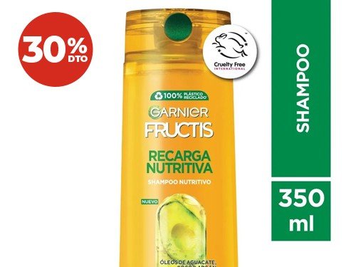 30% Shampoo Fructis Regarga Nutritiva 350 Ml.