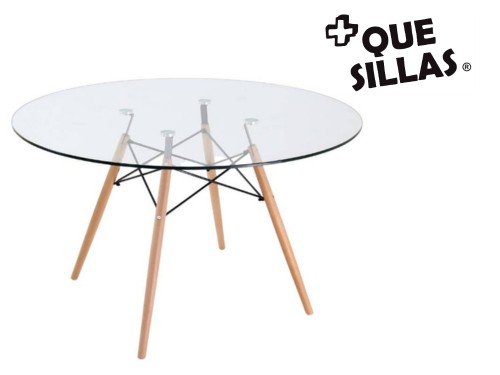 Mesa de vidrio Eames redonda comedor nordica 100cm