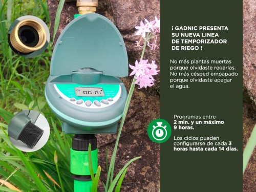 Temporizador automático de riego Gadnic para jardín