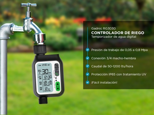 Temporizador de agua Digital Gadnic RG3030 controlador de riego