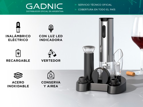 Set Para Vino Profesional Gadnic V8093 Abridor Vertedor Conservador