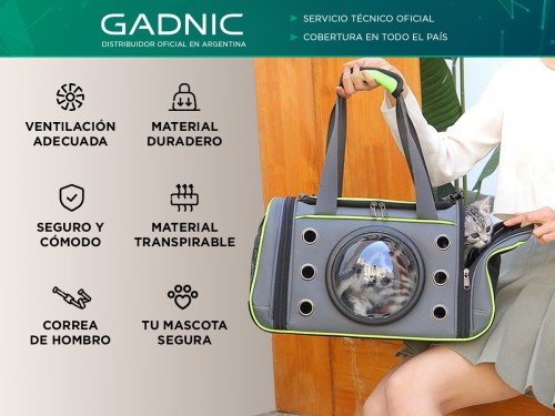 Bolso Transportador de Mascotas Gadnic con Cápsula Ventana 360