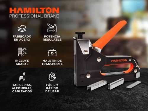 Engrampadora Clavadora Profesional Hamilton Maletin Grapas 3 en 1