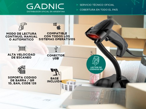 Lector Código de Barras Gadnic 2D USB Lee QR Alta Velocidad de Lectura