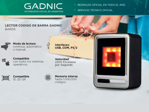 Lector Codigo de Barra Gadnic BAR05 1D/2D/QR