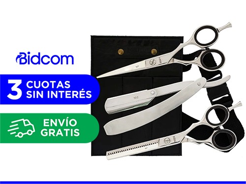 Set Tijeras Profesionales Gadnic Microdentada Pulir Navaja