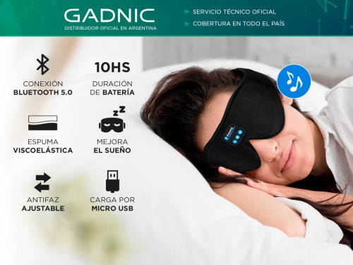 Auriculares Antifaz Para Dormir Gadnic AN2BT Refrigerante