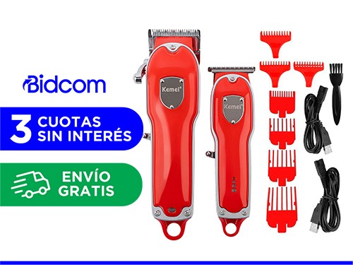 Maquina Cortar El Pelo Profesional Kemei KM-3911 Recargable + Patiller