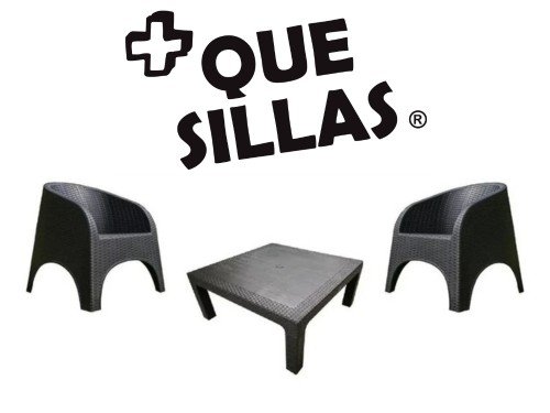 Juego de Jardín 2 Sillones Simil Rattan + Mesa ratona 90 x 90 Alejo