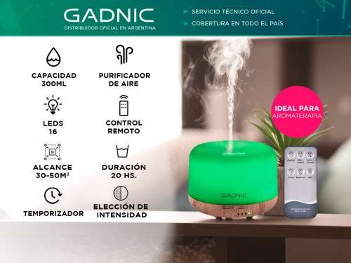 Difusor Gadnic Bamboo Humidificador Ultrasónico 300ml 20hs 7 Colores