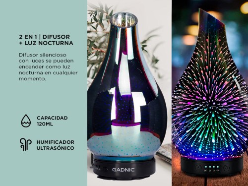 Difusor Aromático Ultrasónico Gadnic AL-UUQ Luz Fuegos Artificiales