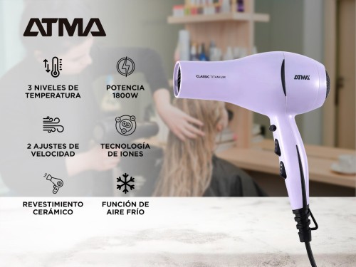 Secador CLASSIC TITANIUM Atma SP8970WP 1800W Potencia