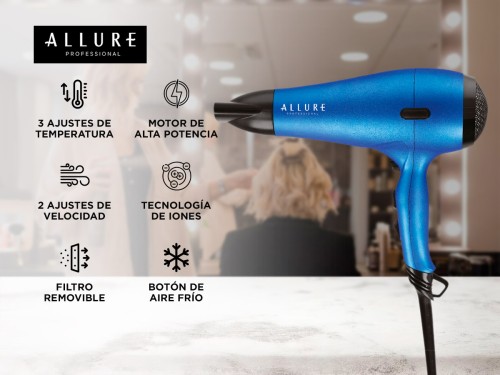 Secador de Pelo Allure Academy 1800W 3 Temperaturas 2 velocidades