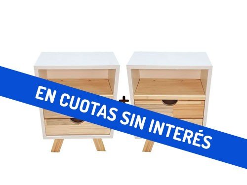 Mesa de luz x 2 Escandinava Nórdico en Pino y Melamina