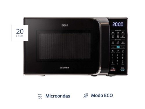 Microondas BGH Eco Negro Digital 20 Litros B120DN20