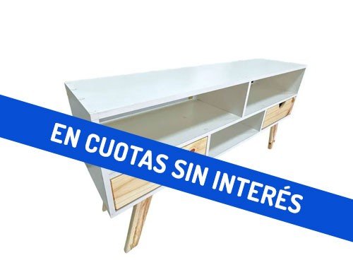 Mesa Tv Rack Melamina Escandinava 1.20mts Con Cajones