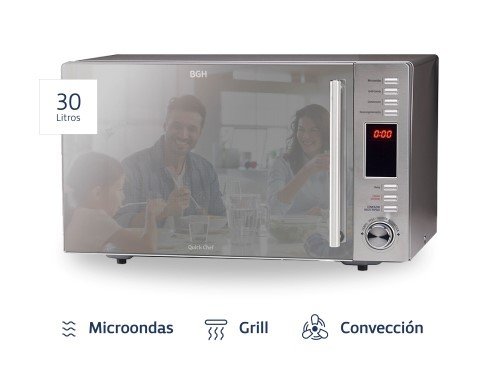 Microondas Trifunción BGH Quick Chef 30 Litros B330DSS9