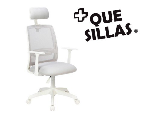 Silla escritorio ergonómica oficina Mint con cabezal color Blanco