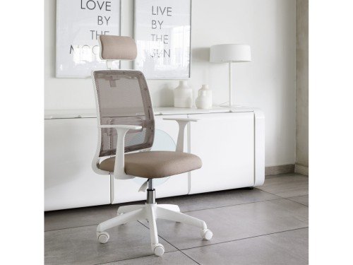 Silla escritorio ergonómica oficina Mint con cabezal color Blanco