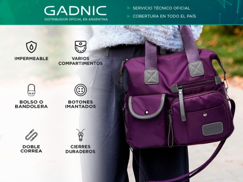 Bolso Bandolera Impermeable Gadnic Con Bolsillos y Cierres