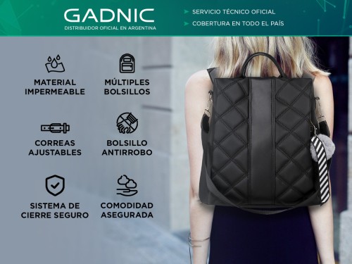 Mochila Bolso Negro Gadnic Antirrobo