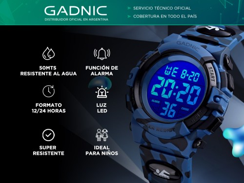 Reloj Digital Para Niños Gadnic Deportivo Resistente Al Agua