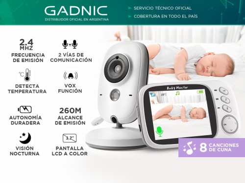 Baby Call Gadnic con Cámara Visión Nocturna a Color 32 Temperatura Amb