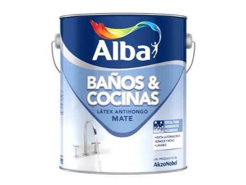 Pintura látex para interior baños y cocinas mate Alba blanco 4 litros