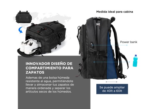 Mochila Expansible Gadnic De Viaje Impermeable