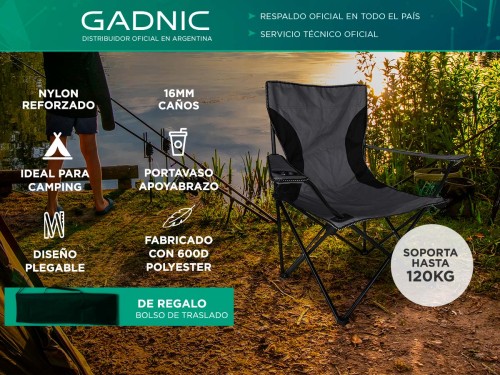 Silla Plegable Gadnic Reforzada Ideal Camping Pesca Con Portavaso