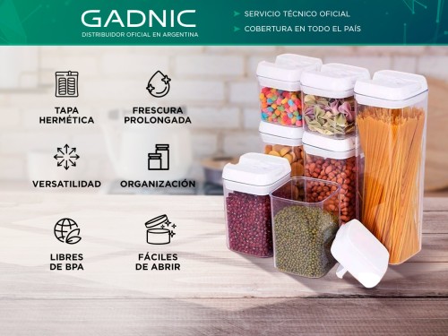 Set De 7 Contenedores Para Cocina Gadnic Con Tapa Hermética