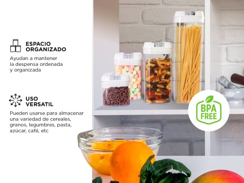 Set De 7 Contenedores Para Cocina Gadnic Con Tapa Hermética