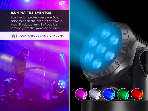 Cabezal Movil Gadnic DJ-P55RTY 7 Led Robótico