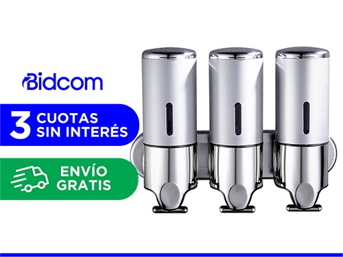 Dispenser Triple de Pared Gadnic Para Jabón Shampoo Crema