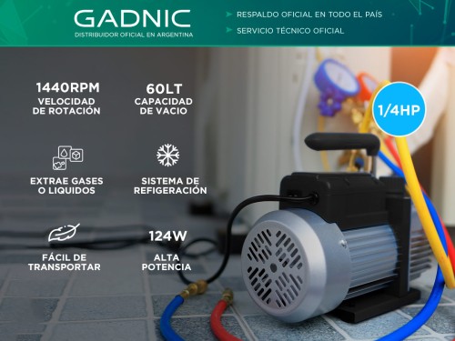 Bomba de Vacío Gadnic Aire Acondicionado Una Etapa 60L 124w