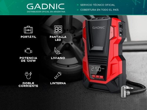 Compresor de aire Inflador Gadnic Portatil 12V/220V