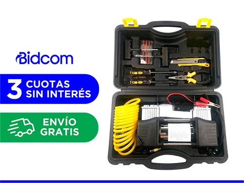 Compresor 12v Portátil 60Lt/min 150psi Doble Pistón Inflador Multiprop