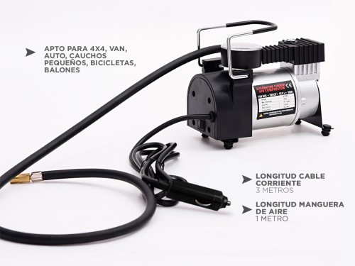 Compresor Para Auto 12v 150psi 35lt/min Portátil Con Manometro Incluye